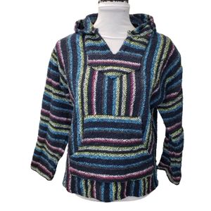 Baja Jerga Mexican Striped Blanket Hippie Hoodie
